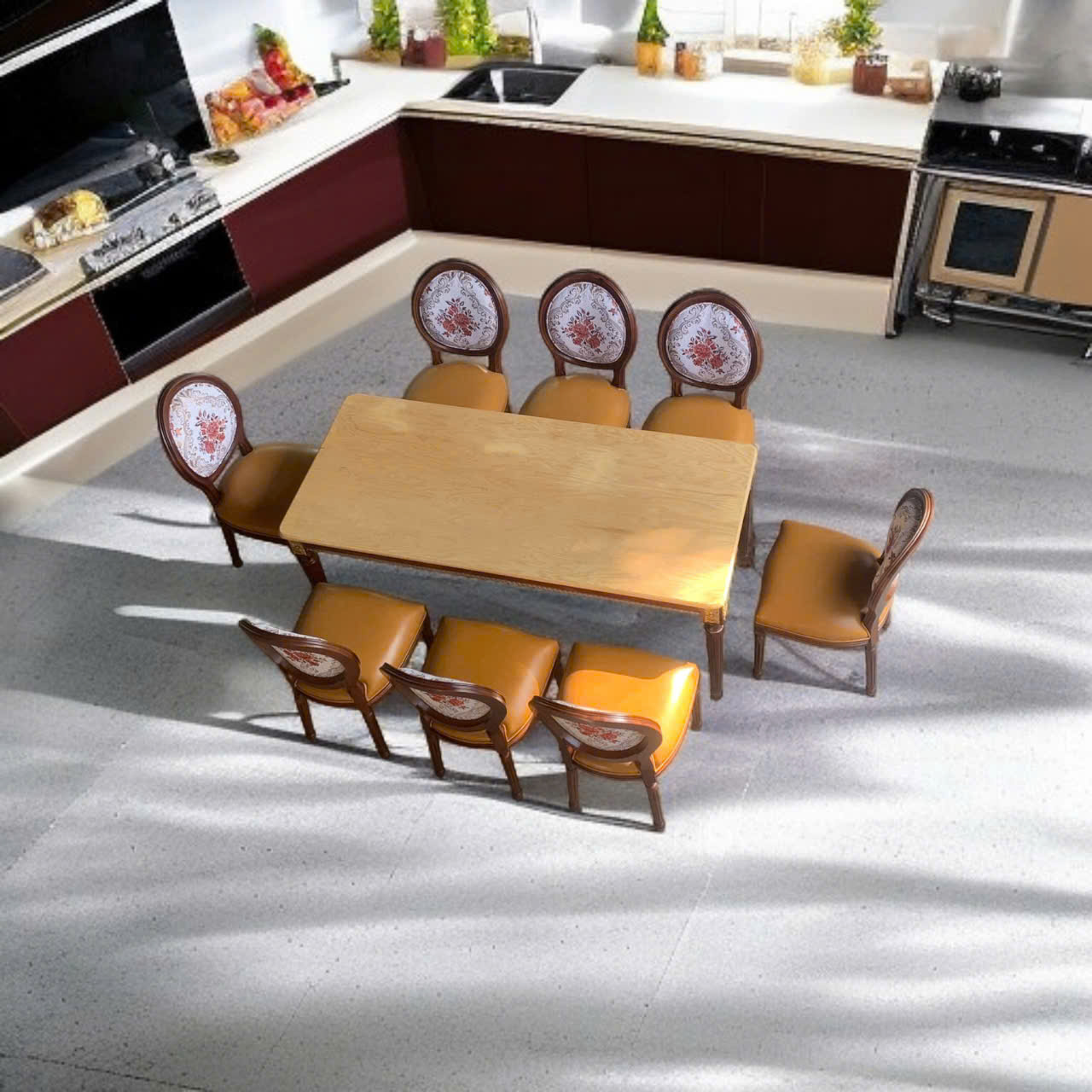BỘ BÀN ĂN CỔ ĐIỂN LOUIS 16 BỌC VẢI THEO YÊU CẦU